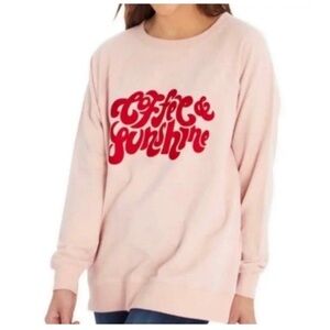 Wildfox Coffee and Sunshine Sweatshirt Pink Red Cozy Small